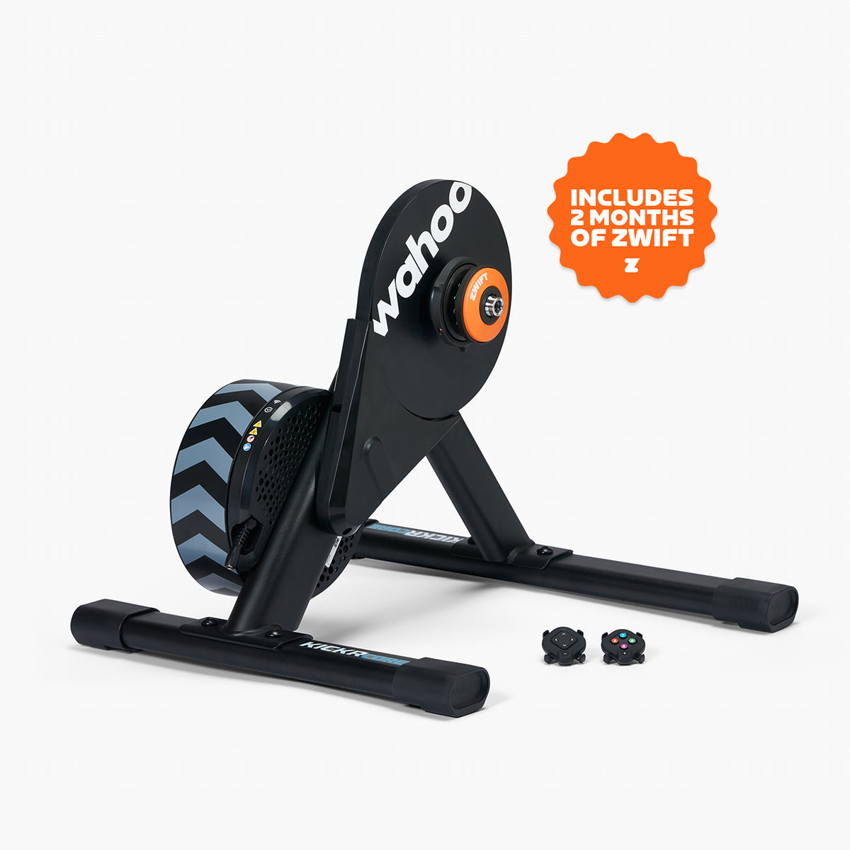 Wahoo fitness trainer with Zwift logo on a white background