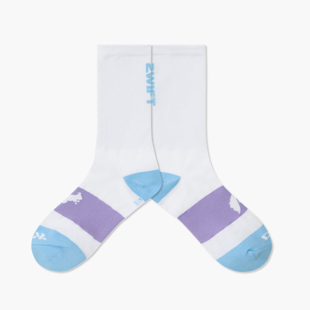 blue cycling socks – Zwift Watopia Essentials x Pedal Mafia