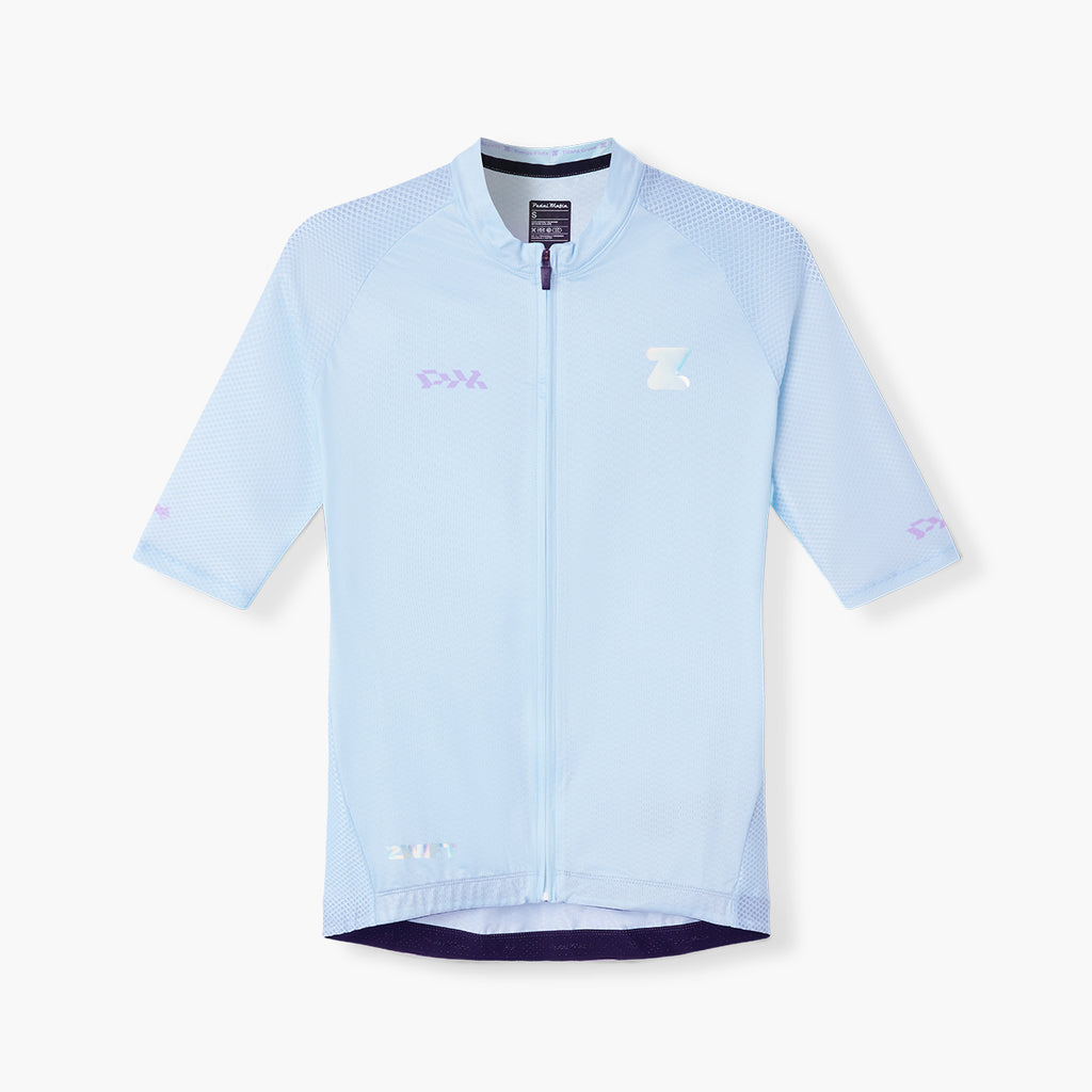 men's frost blue cycling jersey – Zwift Watopia Essentials x Pedal Mafia