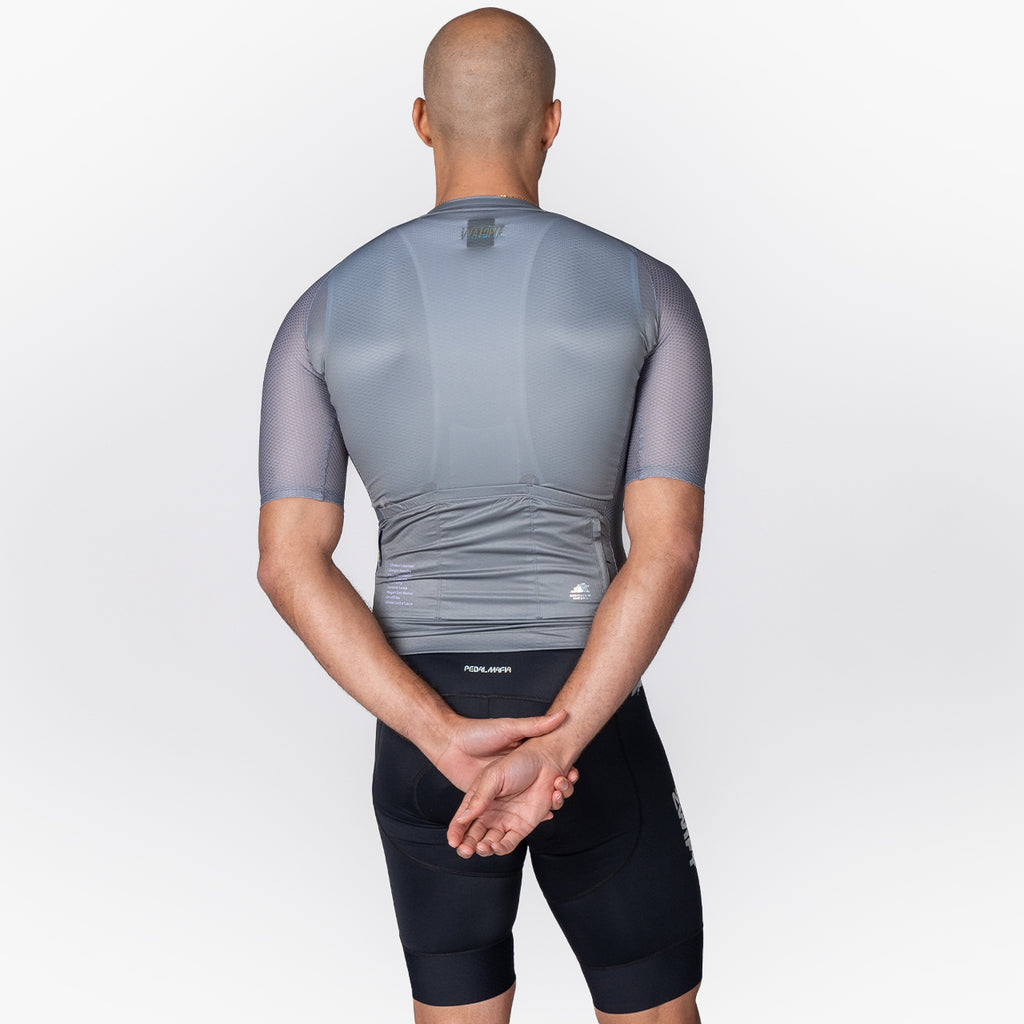 men's slate grey cycling jersey – Zwift Watopia Essentials x Pedal Mafia